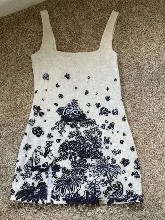 STAUD Cream and Blue Floral Dress - Picture 5 of 6